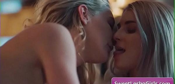  Sexy blonde teen lesbians Mona Wales, Nikki Peach kissing tender and eating juicy pussy